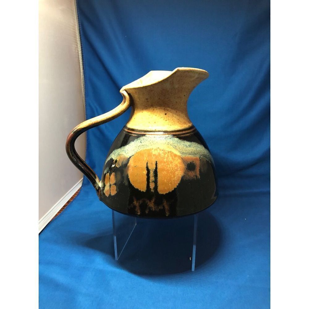 Studio Art Pottery large 56oz  Pitcher Vase Artist Autographed Richard Stafford